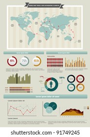 Vector Set elements of infographics. World Map and Information Graphics