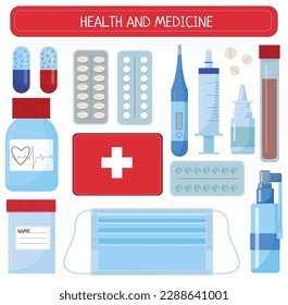 Vektorset mit Elementen für Medizin und Gesundheit