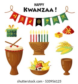 Vector set of elements on Kwanzaa celebration