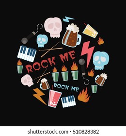 vector set - elements for rock party