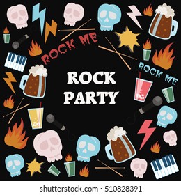 vector set - elements for rock party