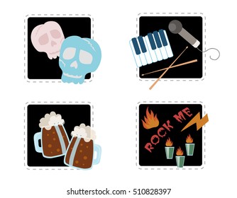 vector set - elements for rock party