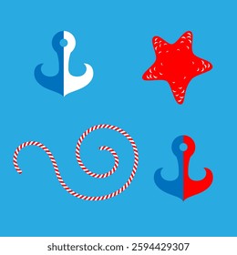 vector set of elements, vacation at sea, rest and leisure