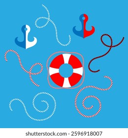 vector set of elements, vacation at sea, rest and leisure