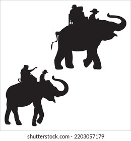 Conjunto Vector De Silhouettes De Tour De Elefante Ilustración Aislada En Fondo Blanco