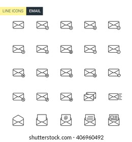 Vector set email line icons
