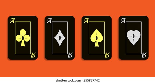 Vector set emblem aces black aces.