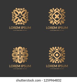 Vector set of emblem. Elegant, classic elements. Can be used for jewelry, beauty and fashion industry. Great for logo, monogram, invitation, flyer, menu, brochure, background, or any desired idea.