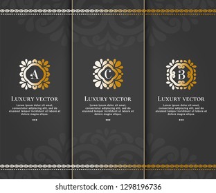 Vector set of emblem. Elegant, classic elements. Can be used for jewelry, beauty and fashion industry. Great for logo, monogram, invitation, flyer, menu, brochure, background, or any desired idea.