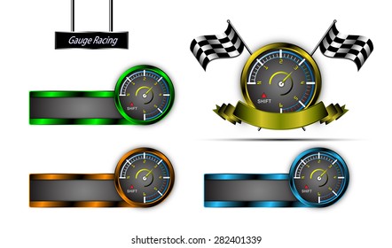 vector set of emblem gauge racing sports concept
