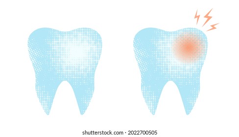 Vector set emblems of tooth in retro style. Vector vintage icons of teeth. 