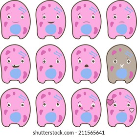 Vector set of emoticons of human cell 