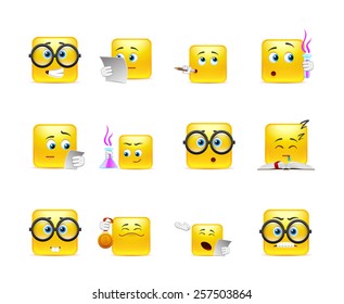 Vector set of emoticons for students