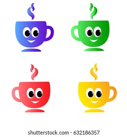 vector set of emotion colored the cups with funny eyes