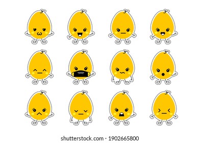Vector set emotion eggs illustration. Happy Easter day. Banner with eggs emoji