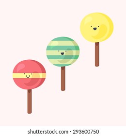 Vector set of emotional ice-creams with smiles and three color themes
