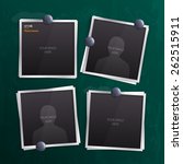 Vector set of empty photo frames on chalkboard, blackboard.