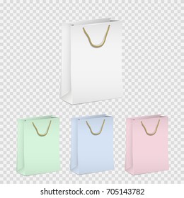 Vector set of empty shopping paper bags. Vector mockups for design