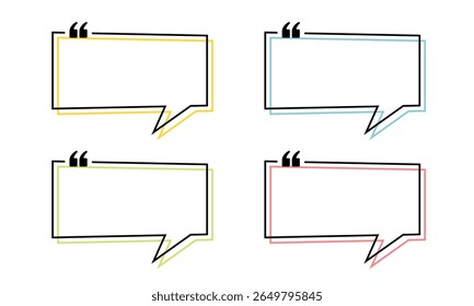 Vector Set of Empty Speech Frame Outline For Quotes And Conversation Template Design