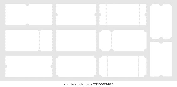 Vector set of empty ticket template. Ticket for cinema, movie,circus,carnaval,film,festival etc.Vector illustration