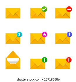 Vector set of envelope icons with different condition