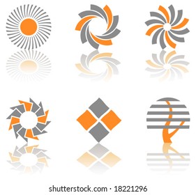 Vector set of environmental icons in orange and gray