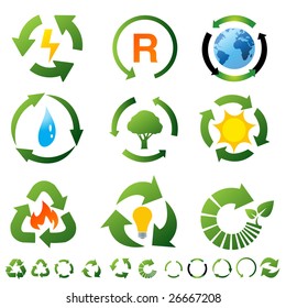 Vector set of environmental recycling icons