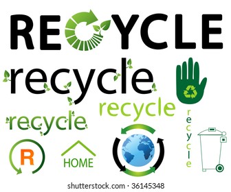 Vector set of environmental recycling icons