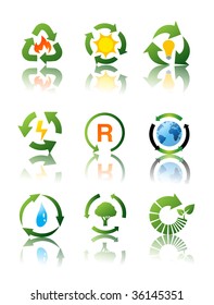 Vector set of environmental recycling icons