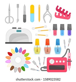 Vector set of equipment for manicure. Beauty salon icon set.
