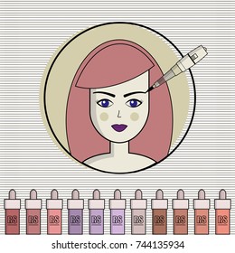 Vector set of equipment for permanent make-up. Used for icons on the site, business cards, advertisements.