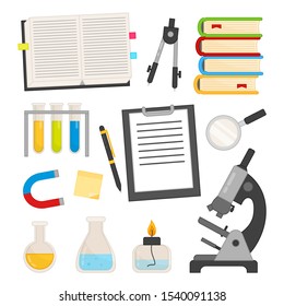 Vector set of equipment for a scientist.
