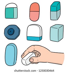 vector set of eraser