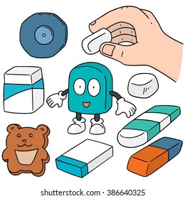 vector set of eraser
