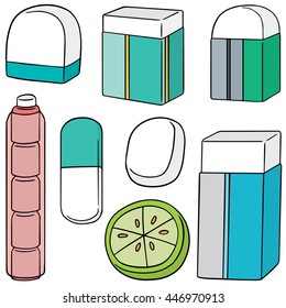 vector set of eraser