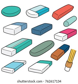 vector set of eraser