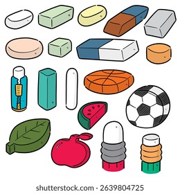vector set of eraser cartoon
