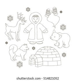 Vector set of eskimo characters