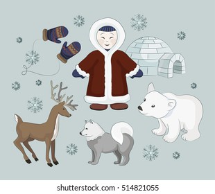 Vector set of eskimo characters