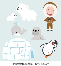 Vector set of eskimo flat design