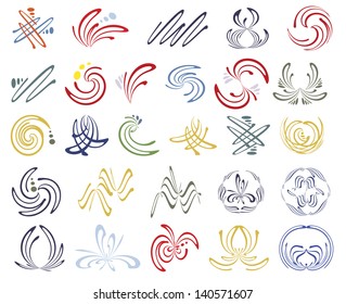 Vector set of esoteric design elements, symbols of harmony, ease of mind, meditation, zen for innovative business, corporate identity, stationary