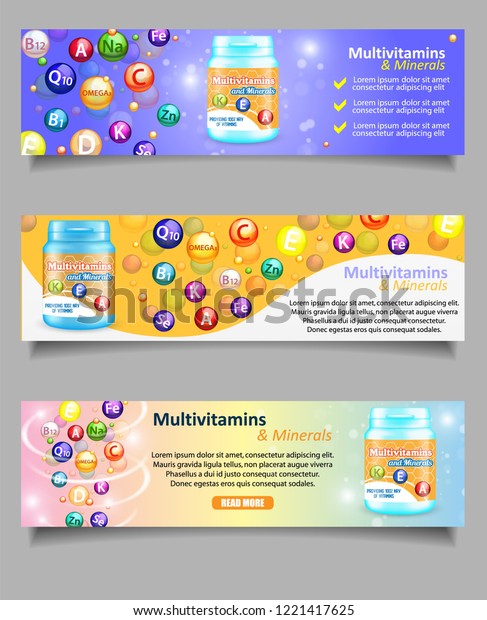 Vector Set Essential Vitamin Mineral Complex Stock Vector Royalty