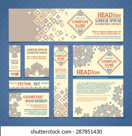 Vector set of ethnic design templates. Can be used for decorative ethnic greeting cards, invitation or congratulation design. There are places for text. 