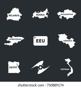 Vector Set Of Eurasian Economic Union And Candidates Icons.