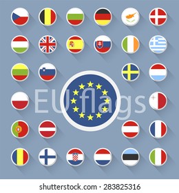 Vector set of European Union web button.Flat design.