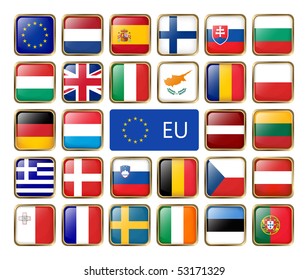 Vector set of European Union web button