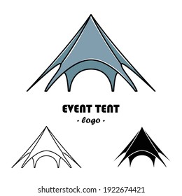 Vector set of event tent illustrations. Line art and simple style.