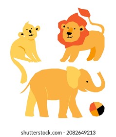 Conjunto vectorial de animales exóticos de estilo geométrico