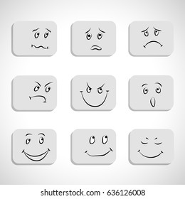 Vector set of expressions of emotions. Flat