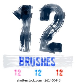 Vector set of extremely grunge underground style font. Hand-drawn brush alphabet. Numbers 1 2
